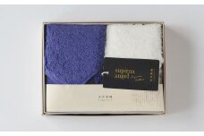 【ホワイト＆ロイヤルブルー】天衣無縫 オーガニック 超長綿使用 スーピマエンジェル ウォッシュタオル 2枚 箱入り セット GT22S-1220AエンジェルWT箱入 タオル オーガニックコットン 綿