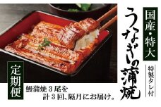 【隔月3回定期便】 国産 うなぎ 蒲焼 3尾 (690 〜 750g) と 特製タレ 3個 セット 鰻 ウナギ 蒲焼き うなぎ蒲焼 セイロ蒸し せいろ蒸し タレ付 冷凍