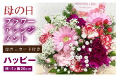 母の日 フラワーアレンジメント【ハッピー】【2025年5月10日にお届け】｜ 花 お花 生花 フラワーギフト カーネーション ガーベラ かすみ草 レースフラワー