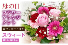母の日 フラワーアレンジメント【スウィート】【2025年5月10日にお届け】｜ 花 お花 生花 フラワーギフト カーネーション ガーベラ かすみ草 レースフラワー