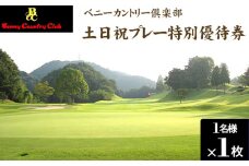 No.122 ベニーカントリー倶楽部 土日祝プレー特別優待券（1名様×1枚） ／ ゴルフコースプレー券 チケット 特別優待料金 大阪府
