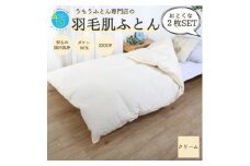 ＜洗える＞春夏用羽毛肌掛け布団シングルダウン90%クリーム2枚セット抗菌防臭防ダニ立体キルト【1227674】