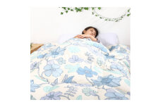 ＜洗える＞羽毛掛ふとん(garbcasa)シングルダウン90%ブルー抗菌防臭防ダニ立体キルト【1236848】