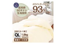 〈超長綿100%60番手サテン織〉羽毛布団 本掛け クイーン ホワイトダックダウン93%Dp380【1144983】