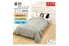 ＜春夏用＞洗える羽毛肌掛け布団シングルサイズダウン90%0.3kgダウンケット洗濯可能グレー　国産【1301103】