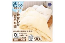 ＜洗える羽毛布団＞クイーン 二枚合わせ 洗濯可 国産 抗菌防臭防ダニ 羽毛本掛け布団 1年中使える【1310522】