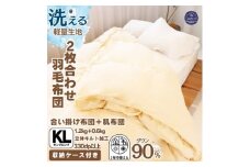 ＜洗える羽毛布団＞キング 二枚合わせ 洗濯可 国産 抗菌防臭防ダニ 羽毛本掛け布団 1年中使える【1310526】