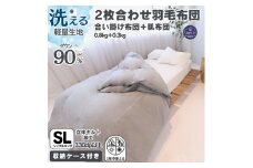 ＜洗える羽毛布団＞羽毛本掛け布団シングル 2枚合わせ洗濯可国産 抗菌防臭防ダニ ネイビー【1310549】