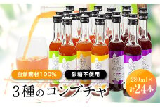 砂糖を使わず「アガベ」で発酵させた「自然素材100%」の3種のコンブチャ　(280ml×24本)【1312546】