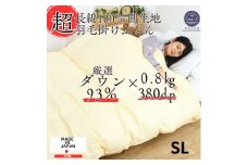 ＜超長綿100%60番手サテン織＞羽毛布団シングルダウン93%0.8kg抗菌防臭防ダニ羽毛ふとん【1398695】