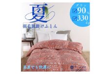 ＜洗える＞羽毛肌掛け布団シングルサイズダウン90% 北欧調ガーブカーサコーラルダウンケット【1400853】