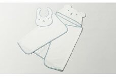 009_5008 コットンベビー　フード付きおくるみ+スタイセット（ブルー）