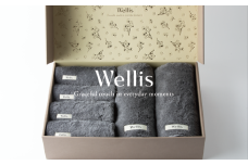 Wellis【極上の肌心地】フェイスタオル４枚・バスタオル２枚　ギフトセット　グレー（009_5035_02）