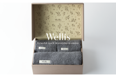 Wellis【極上の肌心地】フェイスタオル2枚・バスタオル1枚　ギフトセット　グレー（009_5036_02）