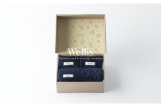 Wellis【極上の肌心地】ウォッシュタオル2枚・フェイスタオル1枚　ギフトセット　ネイビー（009_5039_03）