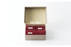 Wellis【極上の肌心地】ウォッシュタオル2枚・フェイスタオル1枚　ギフトセット　ボルドー（009_5039_04）