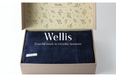 Wellis【極上の肌心地】タオルケット1枚　ギフトセット　ネイビー（009_5044_03）