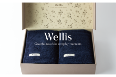 Wellis【極上の肌心地】ブランケット2枚　ギフトセット　ネイビー（009_5045_03）