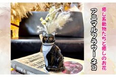 No.318 アニマルフラワー（ネコ） ／ インテリア ドライフラワー 置物 癒し 大阪府 特産品