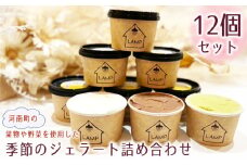 No.373 （12個セット）河南町の果物や野菜を使用した季節のジェラート詰め合わせ ／ スイーツ 旬 濃厚 卵不使用 大阪府