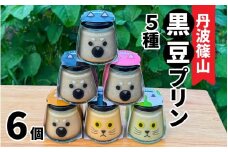 丹波黒大豆 丹波篠山黒豆プリン 5種類アソートセット　6個入り / 丹波篠山黒大豆 川北黒大豆
