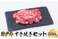 【神戸牛】 すき焼き セット 800g ( 赤身 スライス 200g × 2パック 切り落とし 200g × 2パック ) ／  神戸ビーフ ビーフ 黒毛和牛 和牛 牛肉 肉 ギフト 自宅用 高級 ブランド ブランド牛 三大和牛 贈り物 プレゼント 兵庫県 日本三大和牛 指定農家 