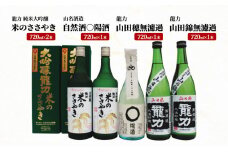 龍力 「米のささやき」「山田穂」「山田錦」、 山名の「自然酒○陽酒」 詰め合わせ 567