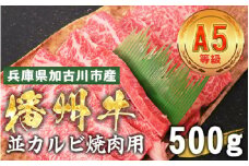 加古川市産  黒毛和牛(播州牛) 並カルビ焼肉用 500g