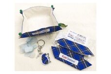 【神戸タータン】小物入れ2点とオリジナルはりねずみアクリルキーホルダー　緑セット