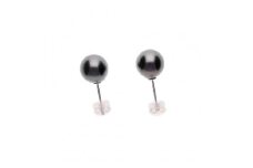 ブラックパール プラチナ スタッドピアス｜無調色 黒蝶真珠 タヒチパール 南洋真珠 8.0mm PT900
