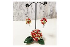 つまみ細工 紫陽花（ハイドレンジア）ピアス＆ブローチセット