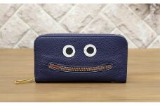 [№5258-7231]0208【ネイビー】思わず笑顔になってしまうニッコリ長財布