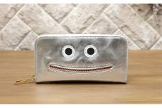 [№5258-7236]0208【ミラーシルバー】思わず笑顔になってしまうニッコリ長財布
