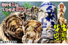 [№5258-0795]【2026年1月より順次出荷予定勤成丸の牡蠣 殻付き牡蠣1.0kgとむき身500gのセット 魚介類 魚貝類 生牡蠣 海の幸 海鮮 1年牡蠣 つまみ お酒のあて 一品料理 オイスター