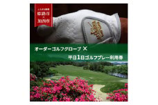 [№5258-0891]オーダーゴルフグローブ プレミアム × 平日1日ゴルフプレー利用券　加西インターカントリークラブ【姫路市 × 加西市 共通返礼品】