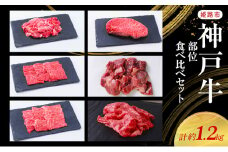 [№5258-1050]【神戸牛】部位食べ比べセット　計約1.2kg　しゃぶしゃぶ・ステーキ・焼肉・煮込み