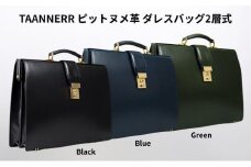 [№5258-6247]1351 ピットヌメ革 ダレスバッグ2層式 ブラック ブルー グリーン レザー メンズ レディース ユニセックス ケアクリーム付き バッグ レザーバッグ 本革 日本製 職人手づくり ブランドバッグ 姫路市 兵庫県 グリーン