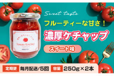 [№5258-1527]【定期便・全5回】濃厚ケチャップ スイート味 250g 2本セット × 5回｜国産 姫路産 八百ちゃんトマト 着色料・保存料不使用