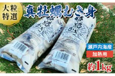 [№5258-0904]【2026年1月中旬以降順次発送予定】【大粒特選】姫路産　剥き真牡蠣（加熱用）約1kg ／ カキ かき 貝類 兵庫県 特産品 海鮮 海の幸 鍋物 加熱用牡蠣 牡蠣鍋 カキフライ 食材 