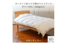 ポーランド産コウダ種ホワイトグース ダウン93% 冬用羽毛ふとん セミダブルサイズ【1457462】