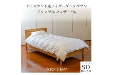 逸品 アイスランド産アイダーダック ダウン98% 春秋用合掛け羽毛ふとん セミダブルサイズ【1457432】
