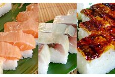 人気！箱寿司食べ比べ3本セット（キングサーモン、バッテラ、焼き穴子）