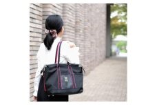 ＜左肩用＞お仕事バッグ　しごとーと　シャイニー　ブラック/チェリーピンク　ストラップセット
