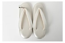 ぞうり　草履　シルバーの台　組織の花緒　三段　Ｍサイズ　お着物に　きもの [№5275-0277]