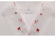 半衿　クリスマス柄　白地に白赤　刺繍　半襟 [№5275-0416]