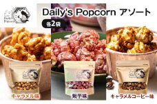 Daily's Popcornアソート キャラメル味 紫芋味 キャラメルコーヒー味 各2袋［ ポップコーン お菓子 スイーツ 詰め合わせ 食べ比べ ］ [№5275-0678]