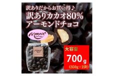 訳ありカカオ80％アーモンドチョコ 700g 4月～10月発送 訳あり チョコレート チョコ アーモンド カカオ 80% カカオ80 高カカオ スイーツ お菓子 おかし 規格外 不揃い 兵庫県 伊丹市[№5275-0721]
