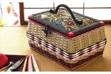 日本唯一の編元より手編みのソーイングバスケット（お裁縫箱）フタ持ち手タイプ