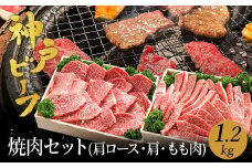 焼肉セット 神戸牛 牛肉 焼肉用 1.2kg【肩ロース 600g+肩・モモ 600g】焼き肉 セット 食べ比べ 牛 肉 霜降り 但馬牛 黒毛和牛 和牛 国産牛 焼肉 やきにく アウトドア キャンプ BBQ 太田牧場 太田牛 神戸ビーフ【但馬牛太田家】