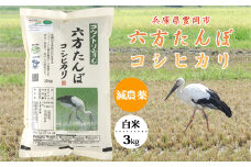 六方たんぼ コシヒカリ 減農薬（白米：3kg）令和6年産 / 新米 米 お米 精米 コシヒカリ コウノトリ育む農法